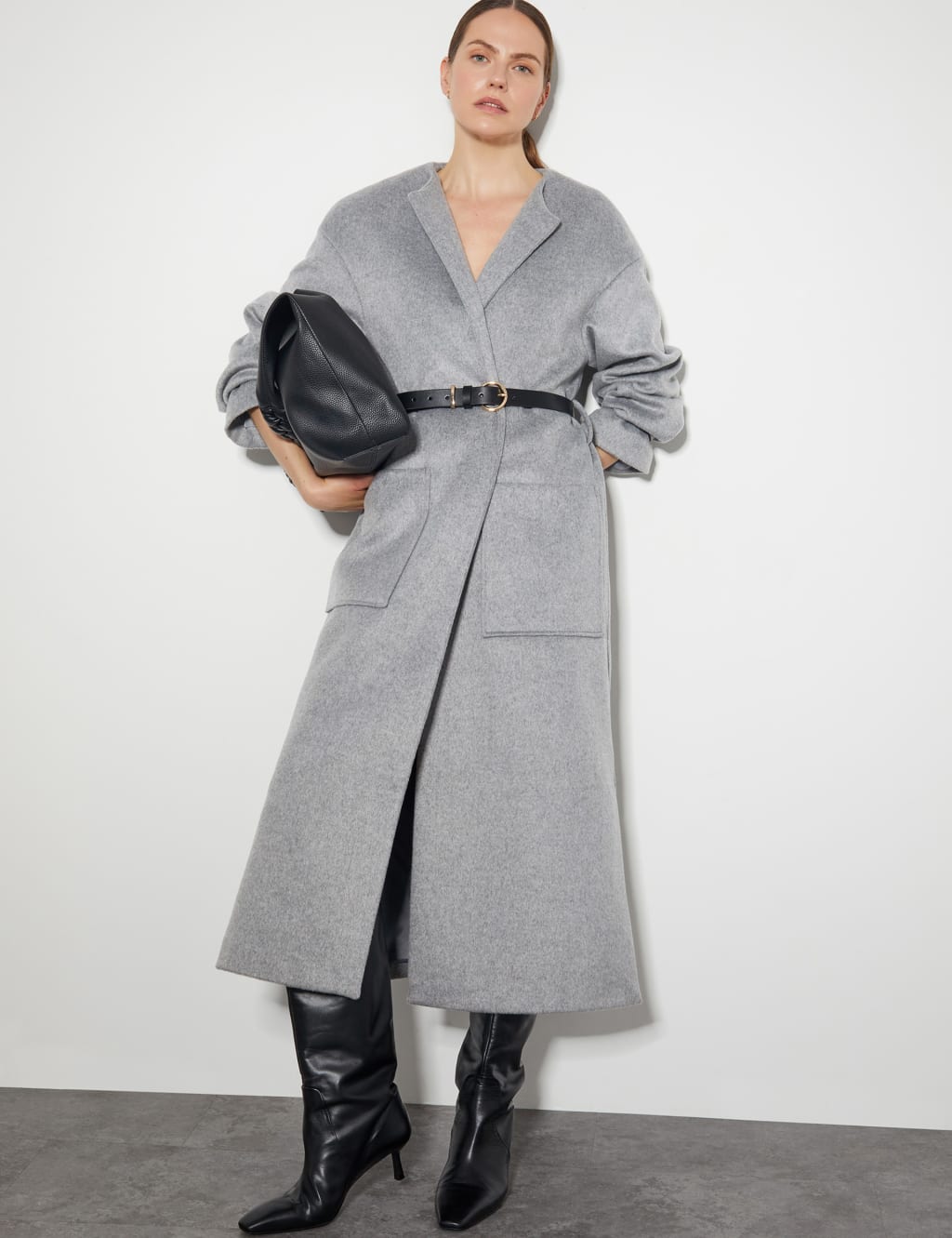 Belted Longline Coat with Wool 2 of 5