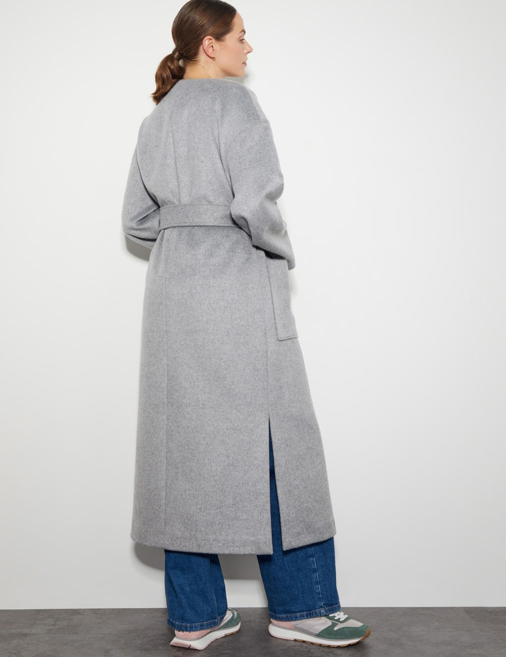 Belted Longline Coat with Wool 3 of 5
