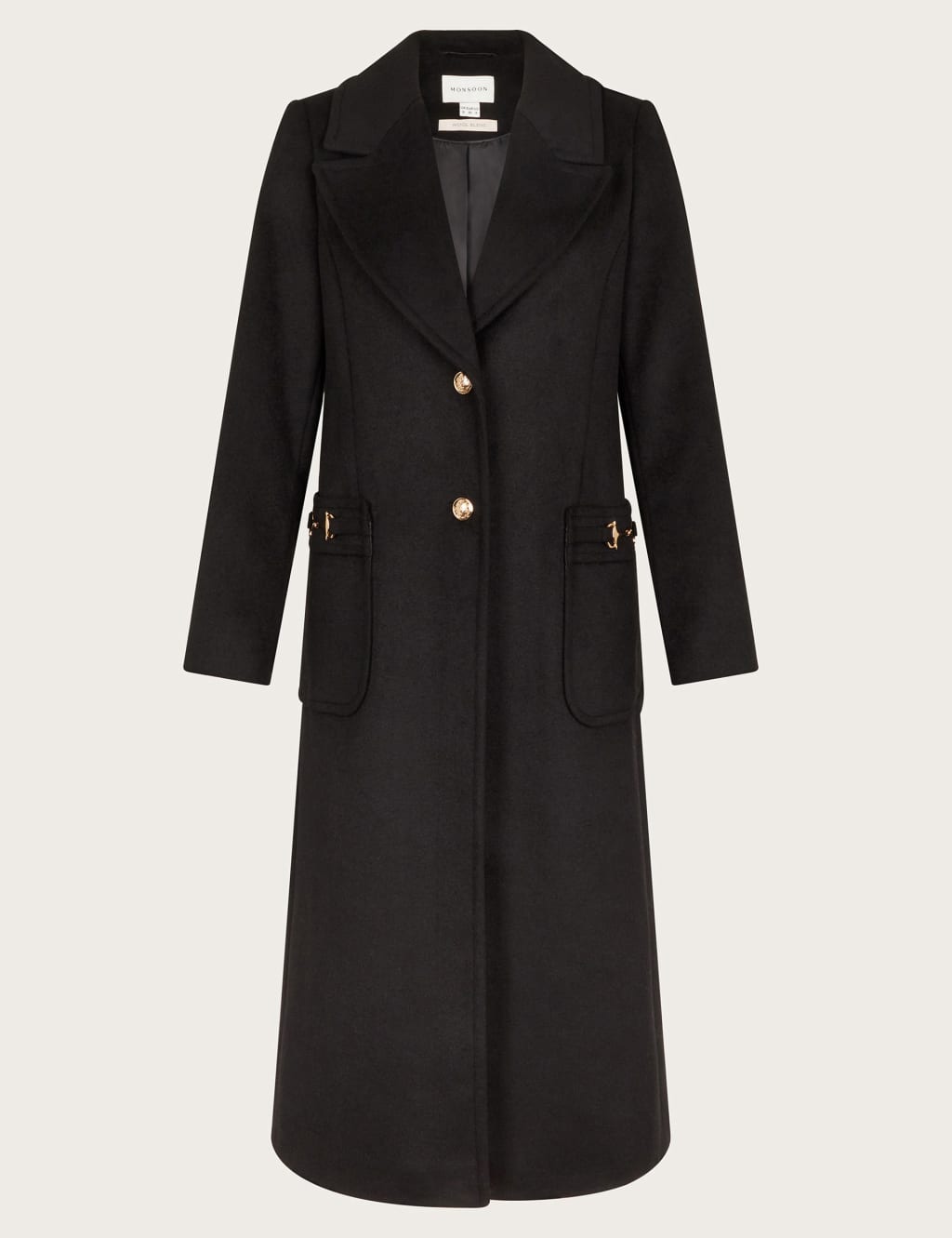 Single Breasted Longline Peacoat with Wool Monsoon M S