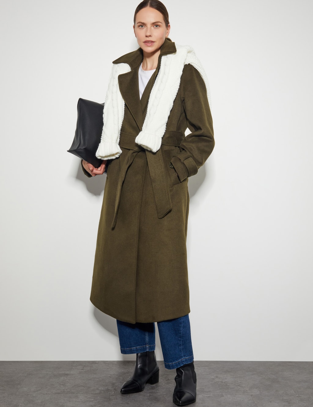 Wool Blend Belted Longline Trench Coat Monsoon M S
