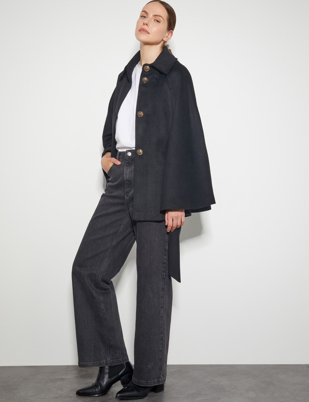 Wool Blend Split Sleeve Peacoat