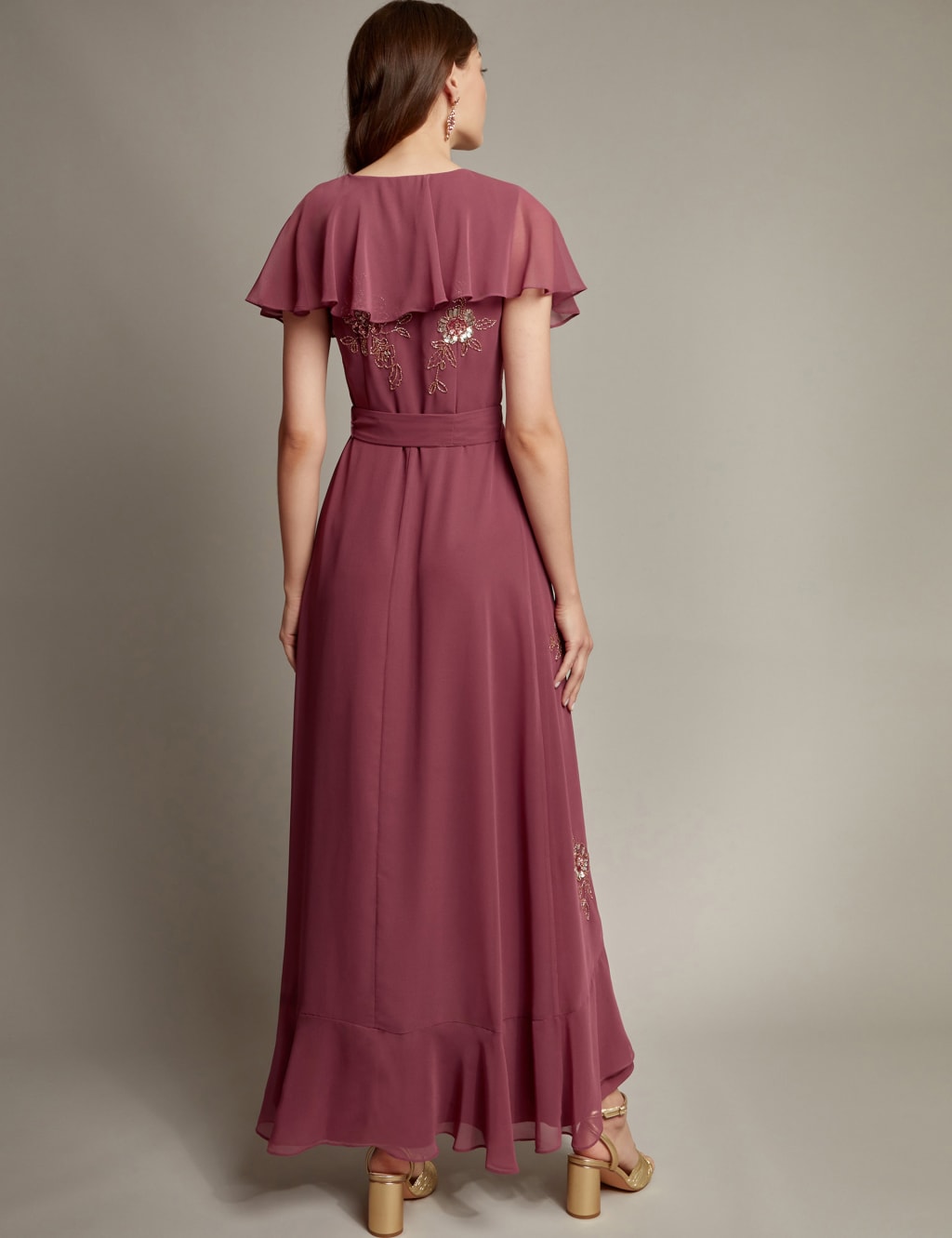 Floral Embellished V-Neck Midi Wrap Dress 5 of 5