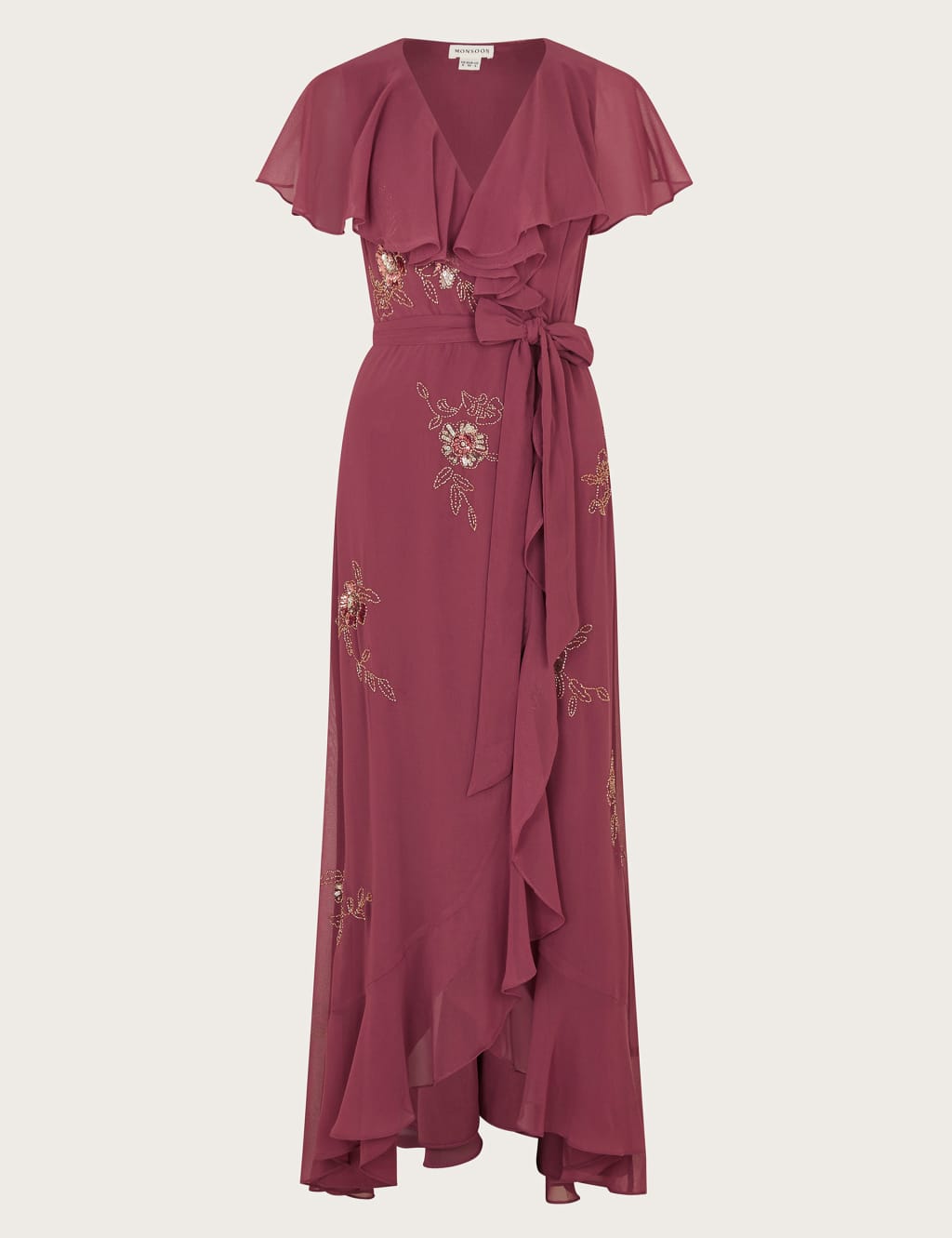 Floral Embellished V-Neck Midi Wrap Dress 2 of 5