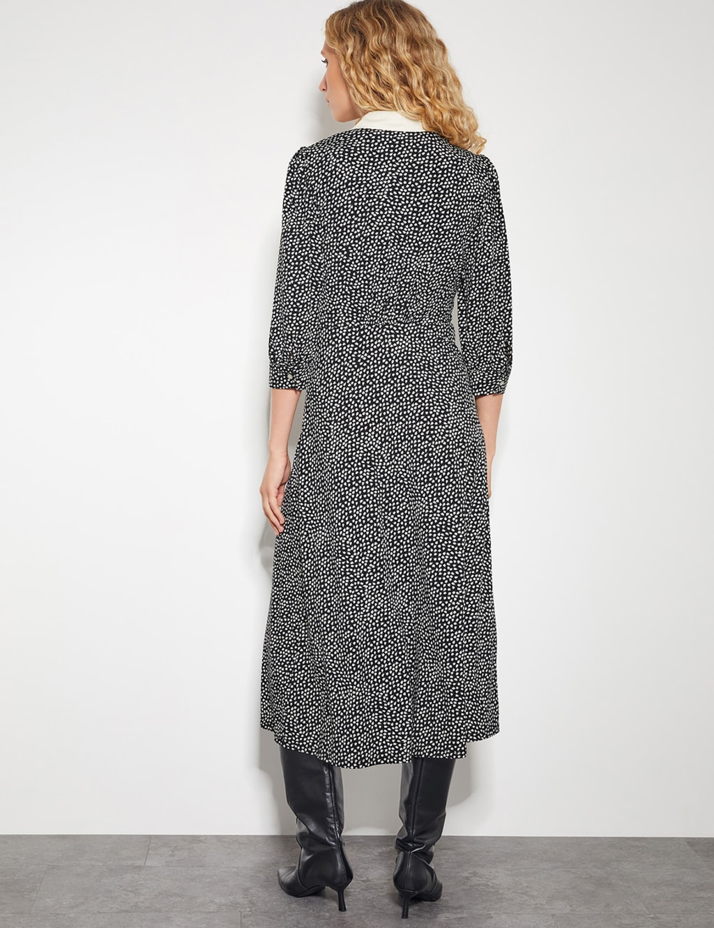 Jersey Ditsy Floral Collared Midi Shirt Dress 6 of 6