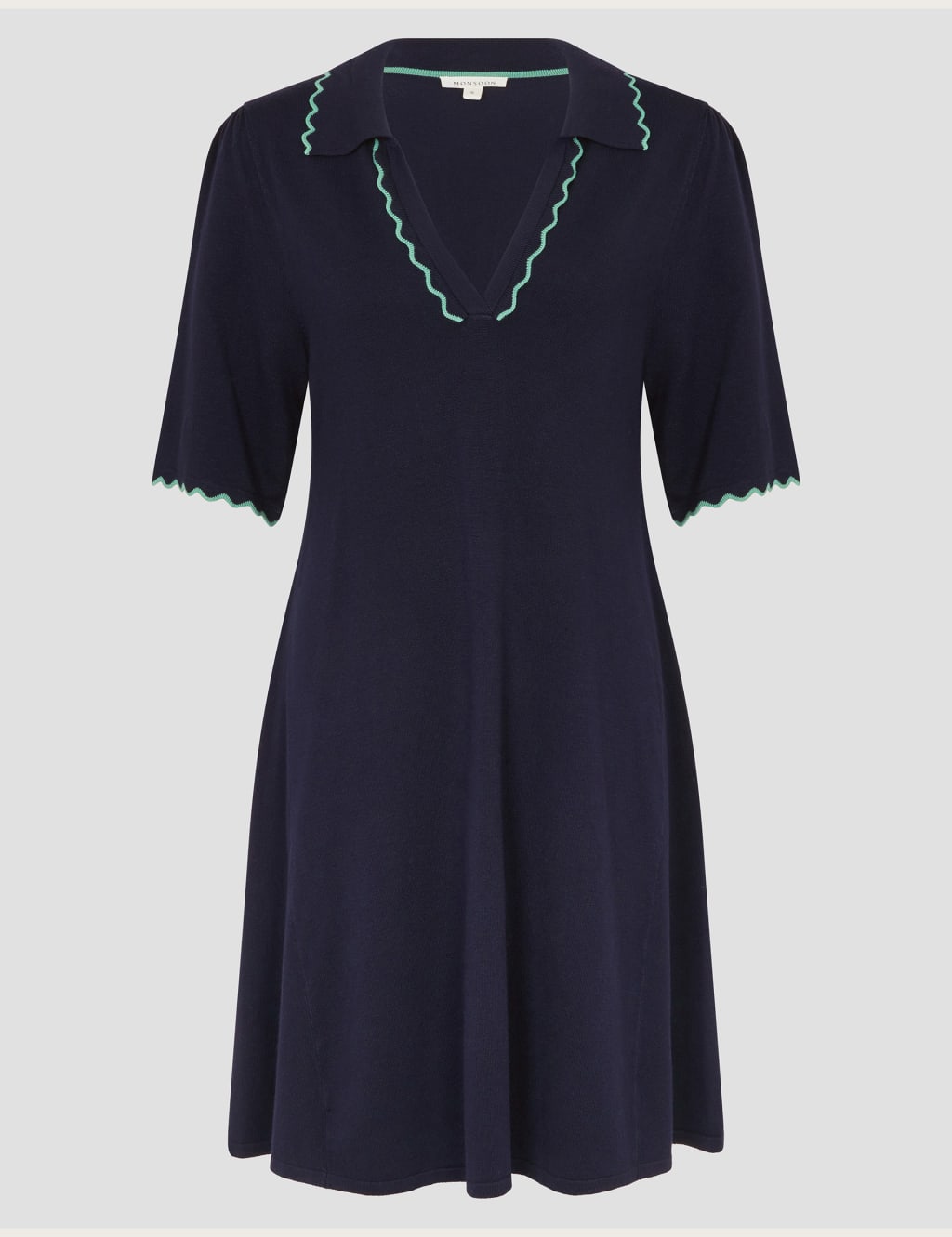 Knitted Collared Knee Length Dress 2 of 5