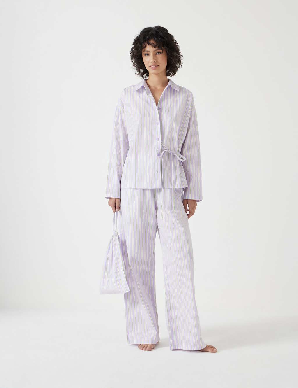 Pure Cotton Striped Poplin Pyjama Set 1 of 6