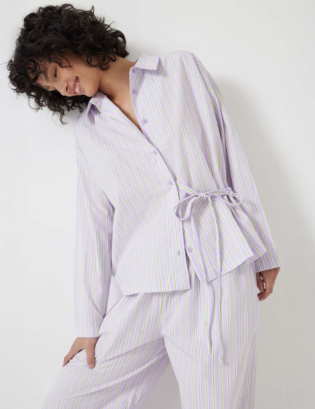 Pure Cotton Striped Poplin Pyjama Set 6 of 6