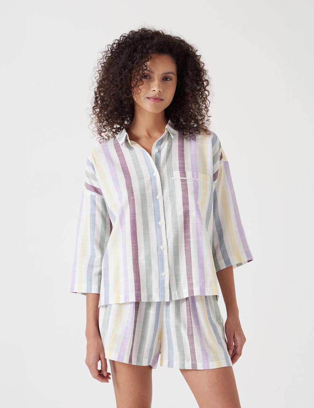 Cotton Blend Striped Shortie Set 3 of 5