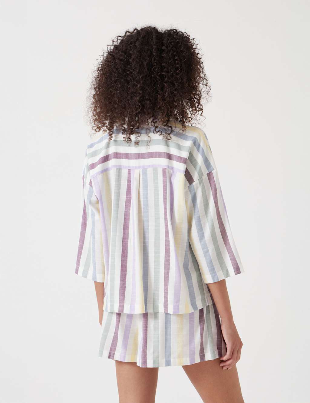Cotton Blend Striped Shortie Set 4 of 5