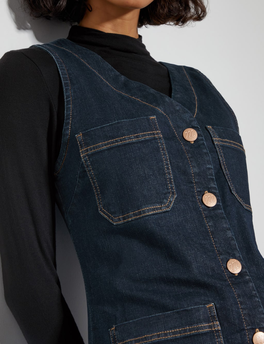Denim V-Neck Mini Pinafore Dress 5 of 5