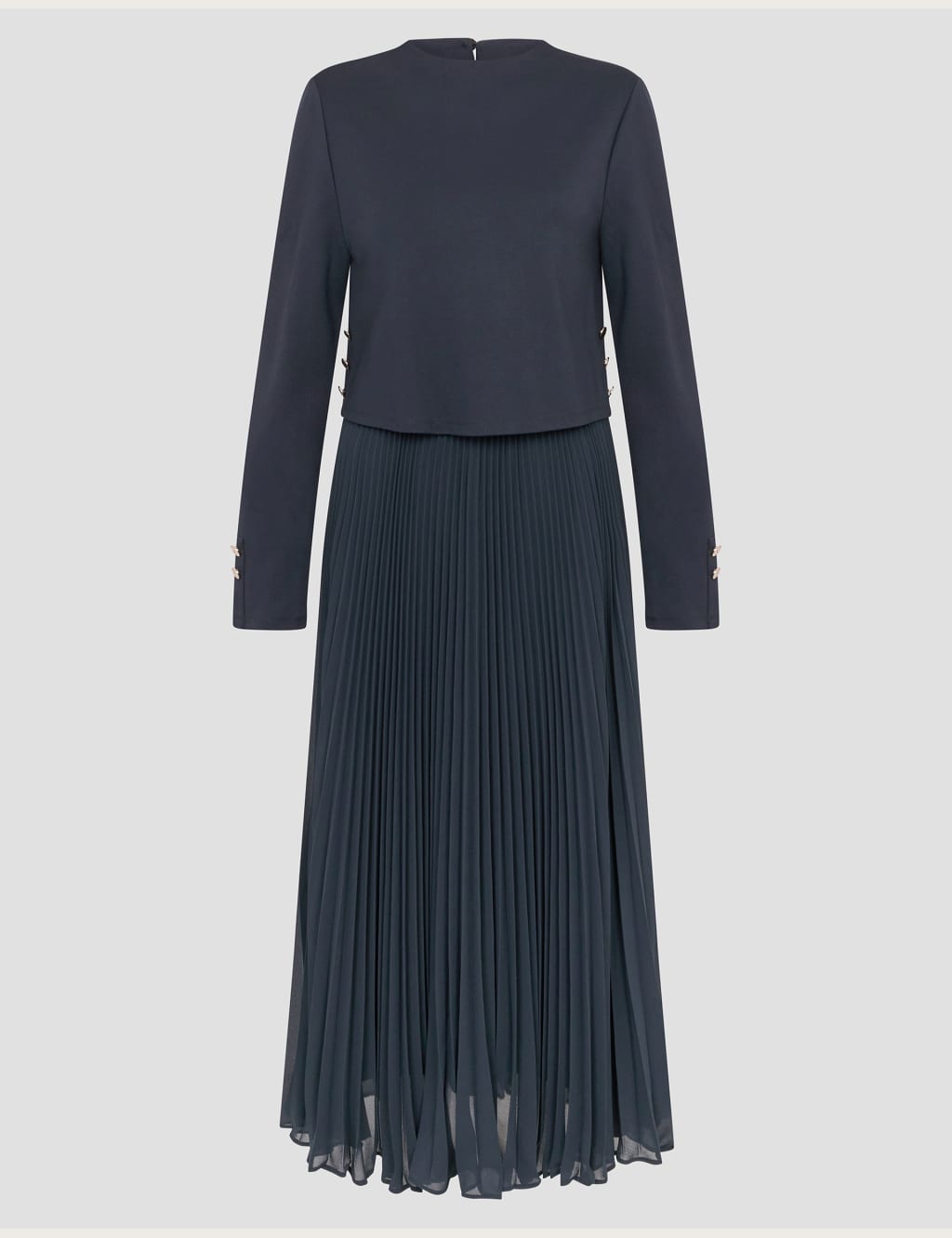 Round Neck Pleated Midi Dress 2 of 6