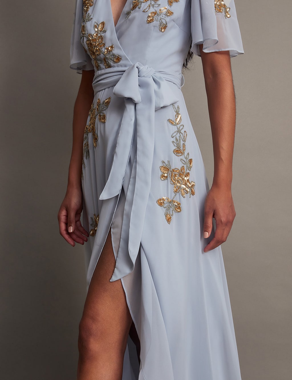 Embellished V-Neck Maxi Wrap Dress 4 of 5