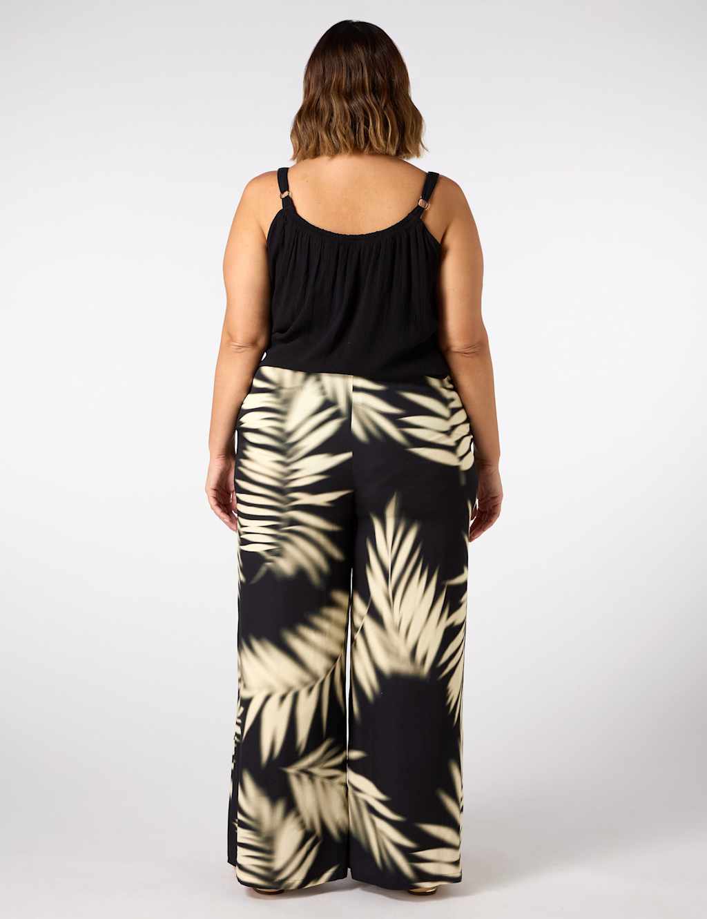 Leaf Print Pull On Wide Leg Trousers 5 of 5
