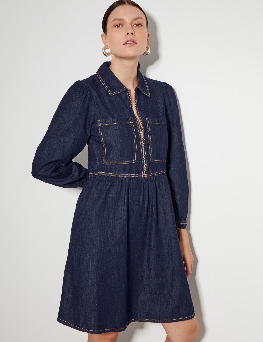 Denim Mini Shirt Dress 3 of 5