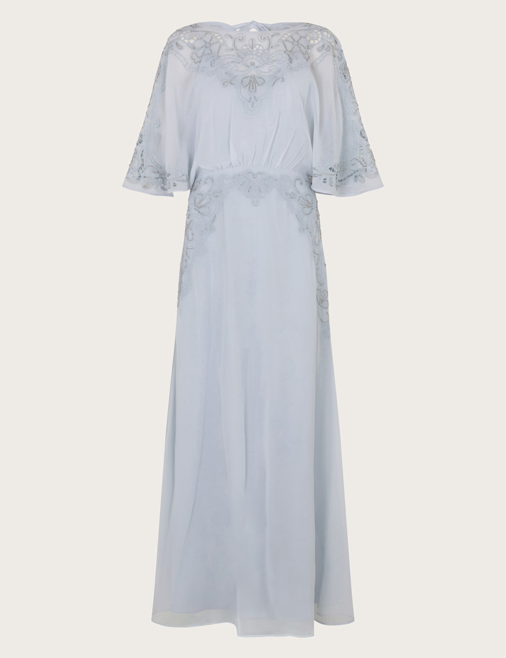Embroidered Angel Sleeve Maxi Waisted Dress 2 of 5