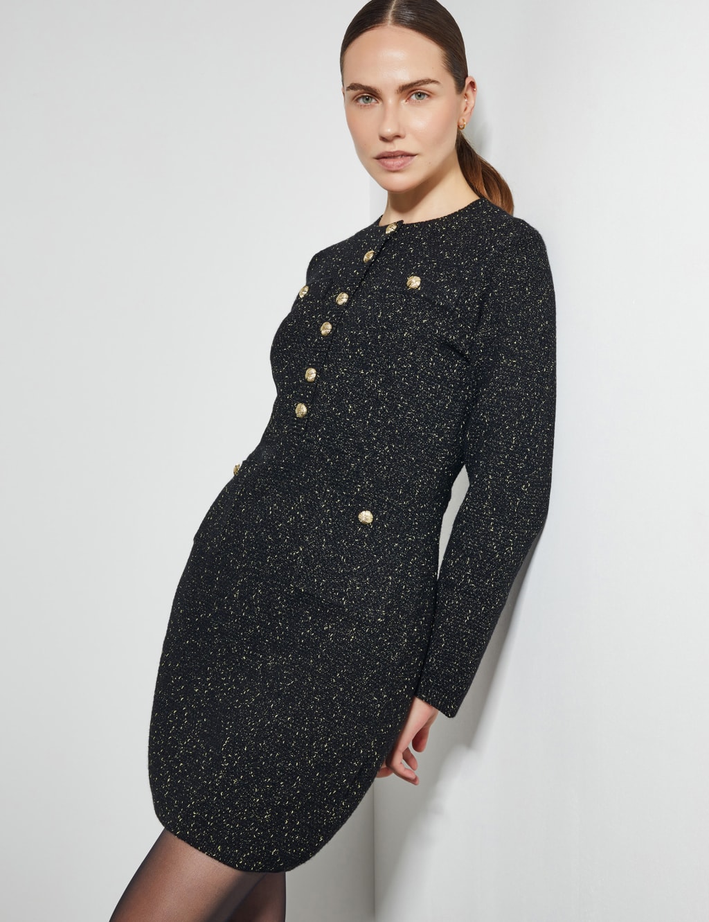 Sparkly Knitted Knee Length Shift Dress 4 of 5