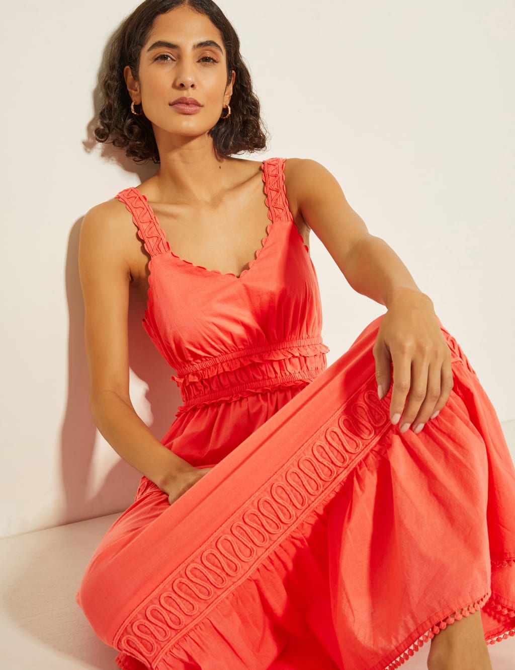 Pure Cotton V-Neck Maxi Tailored Dress 2 of 4