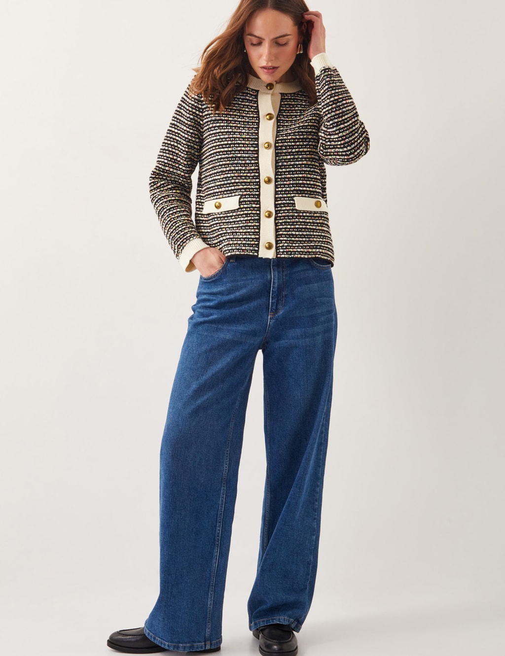 Cotton Blend Textured Knitted Short Jacket 3 of 6