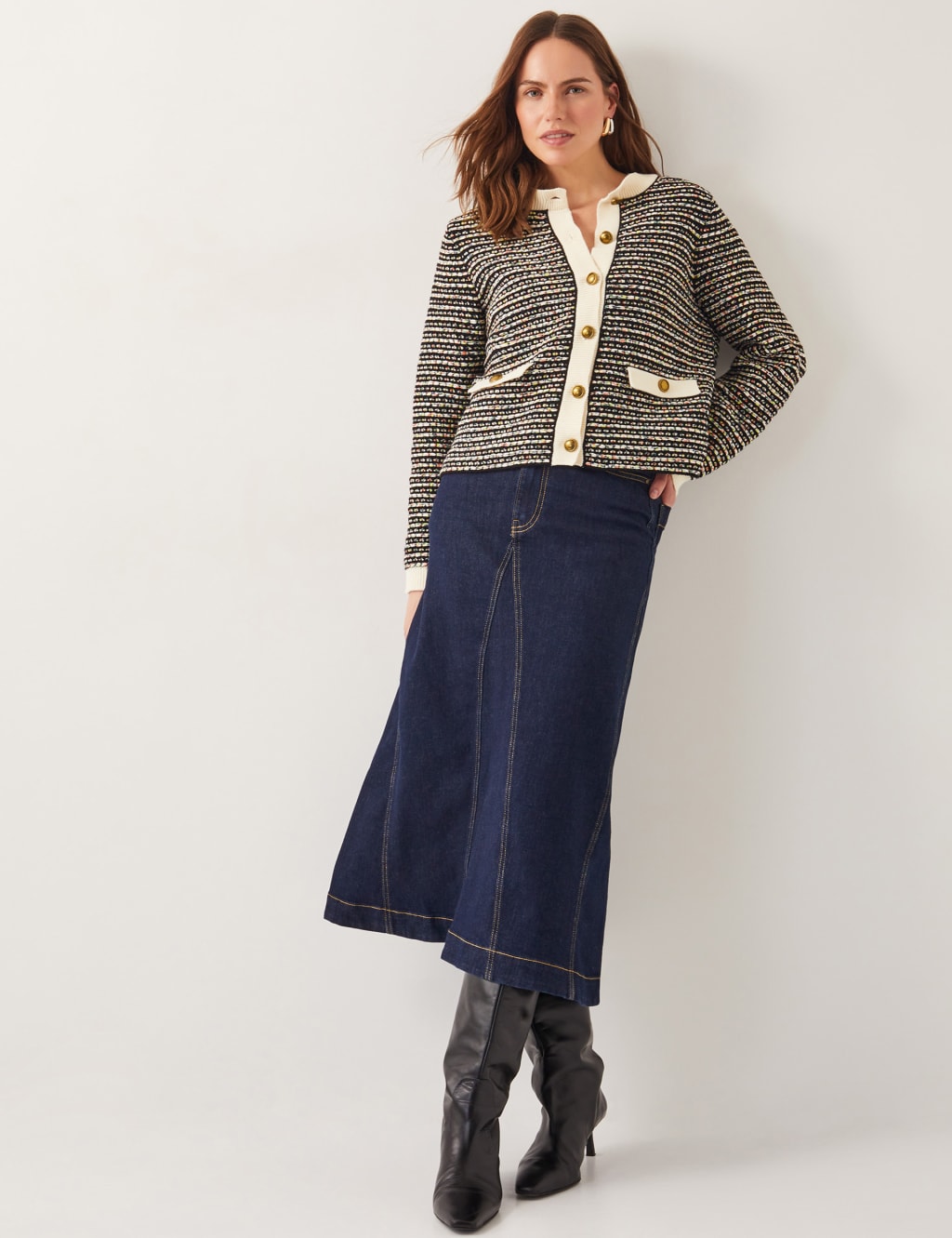 Cotton Blend Textured Knitted Short Jacket 5 of 6