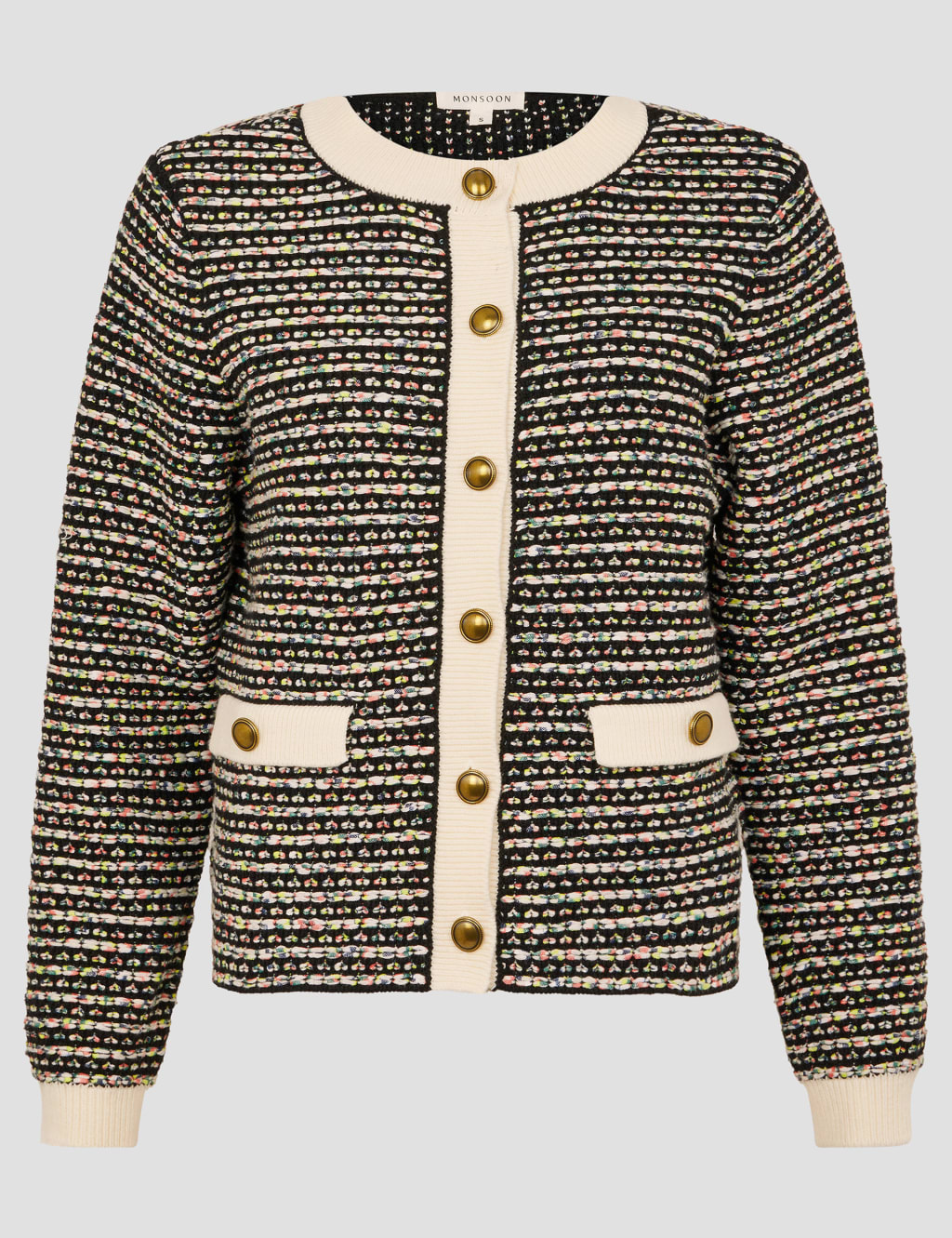 Cotton Blend Textured Knitted Short Jacket 2 of 6
