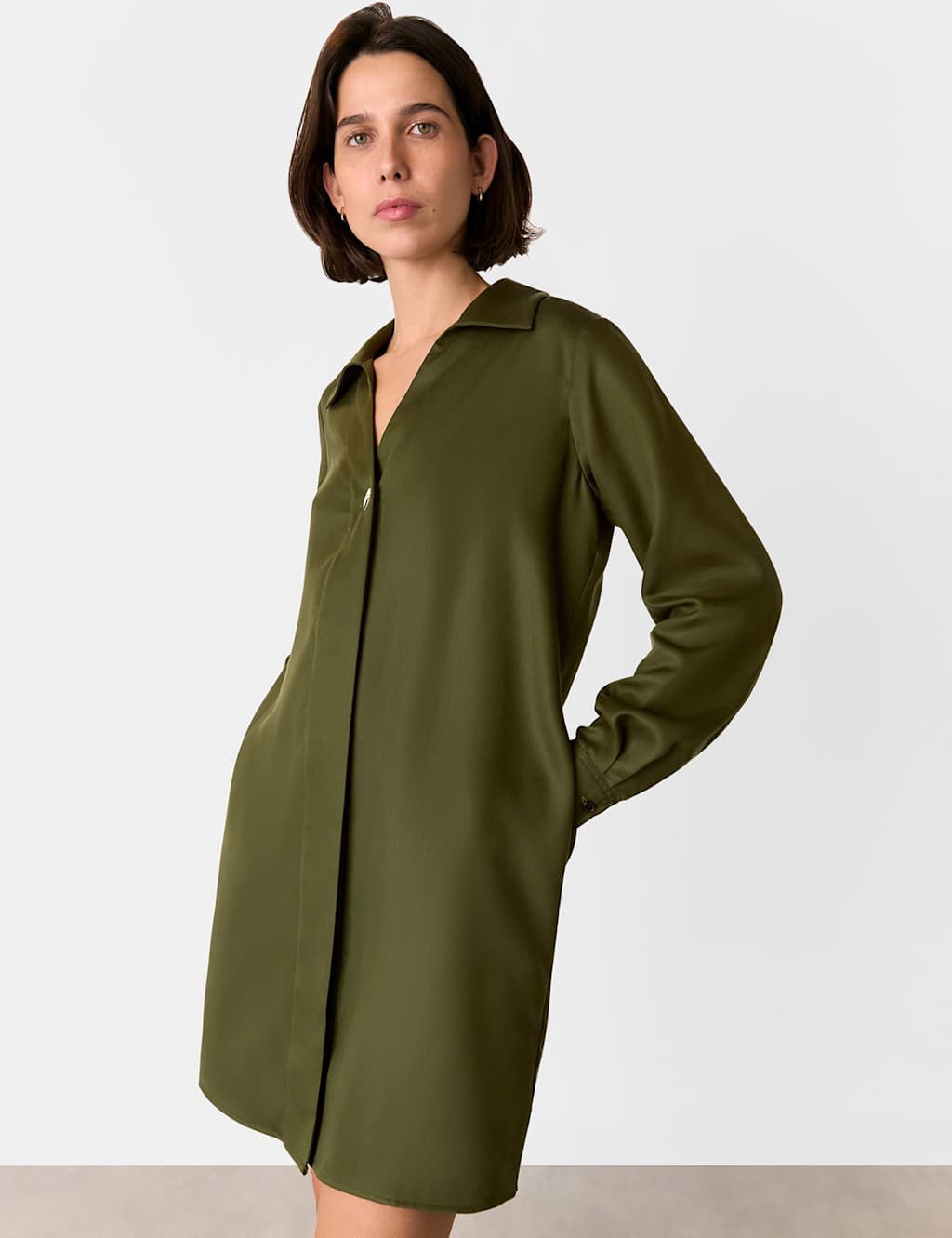 Pure Lyocell Collared Mini Shirt Dress 3 of 4
