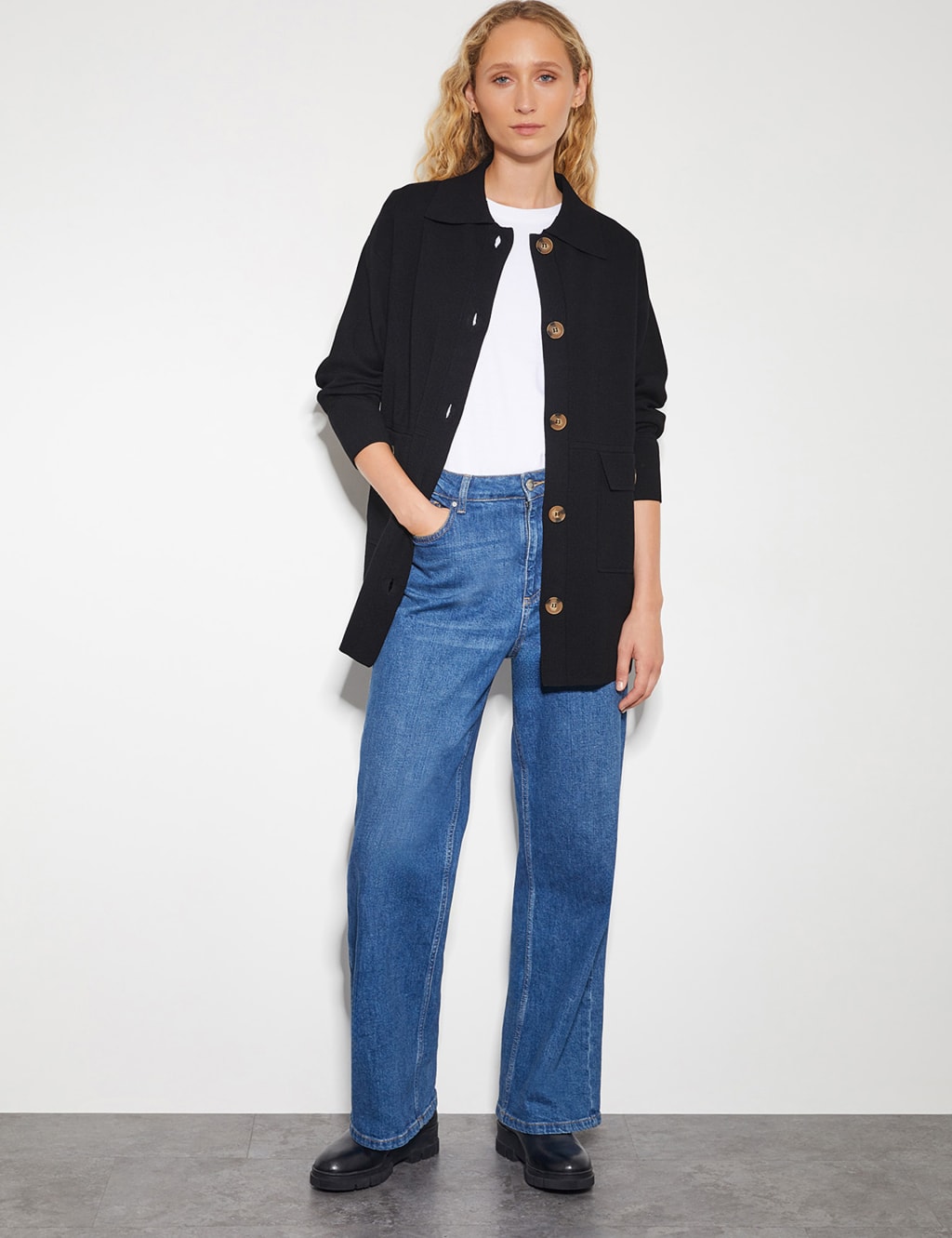 Collared Longline Knitted Jacket 3 of 5