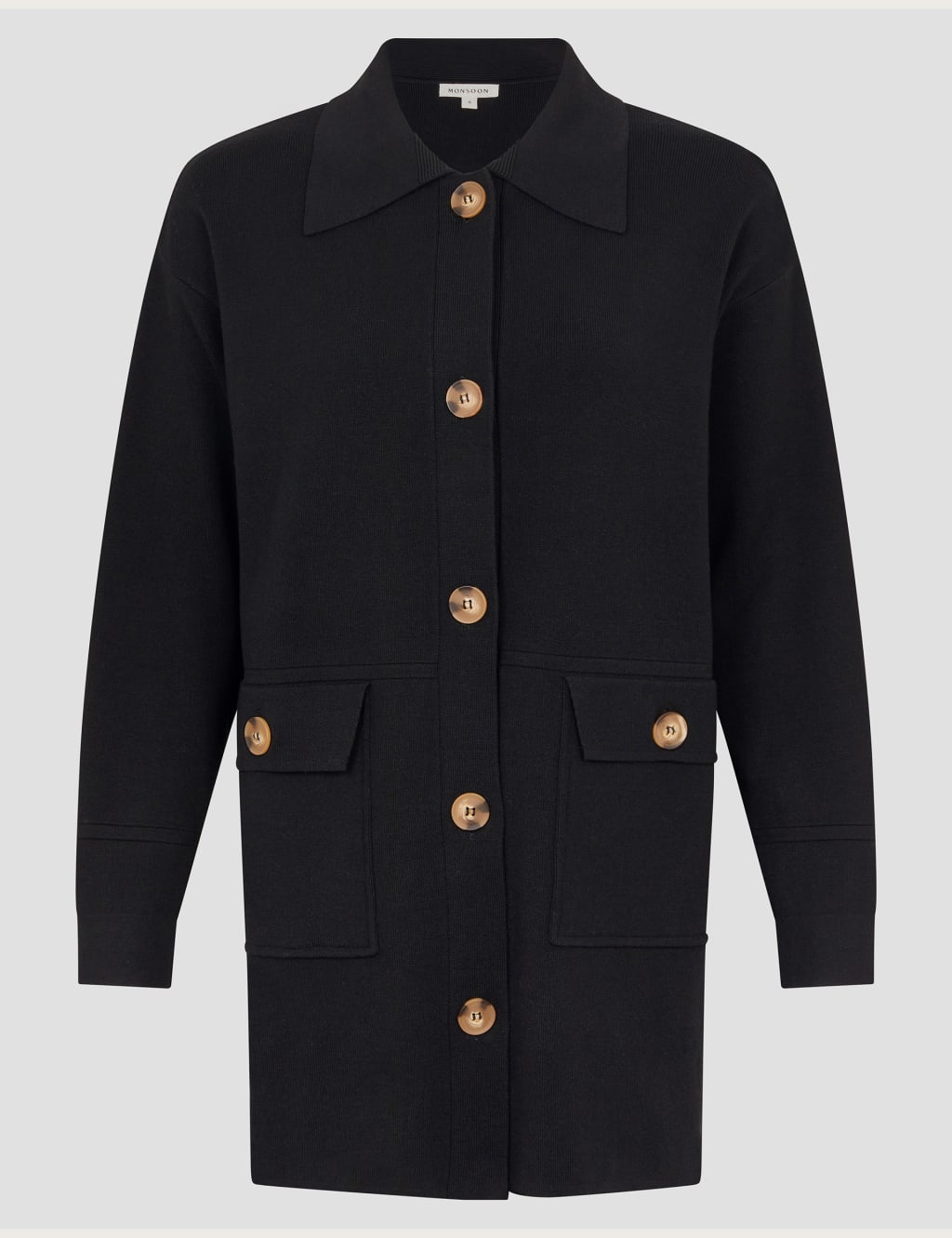 Collared Longline Knitted Jacket 2 of 5