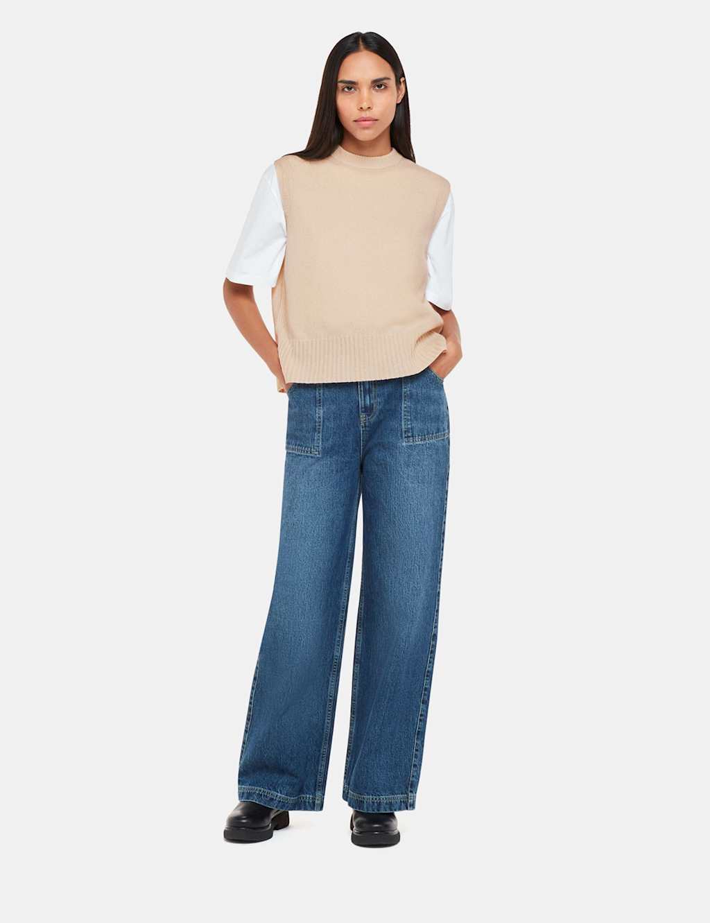 Pure Wool Split Hem Knitted Vest Top 3 of 4