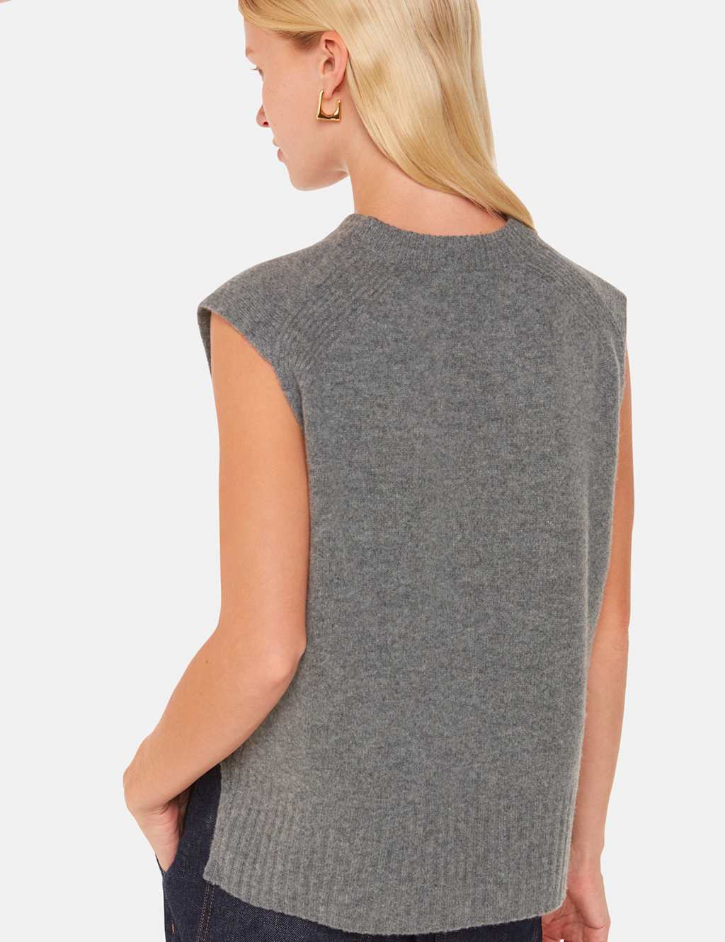 Pure Wool Split Hem Knitted Vest Top 3 of 4