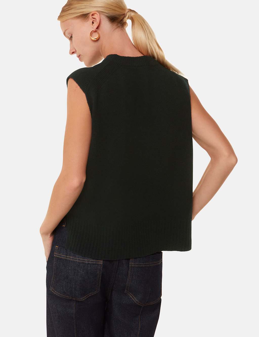 Pure Wool Split Hem Knitted Vest Top 4 of 4