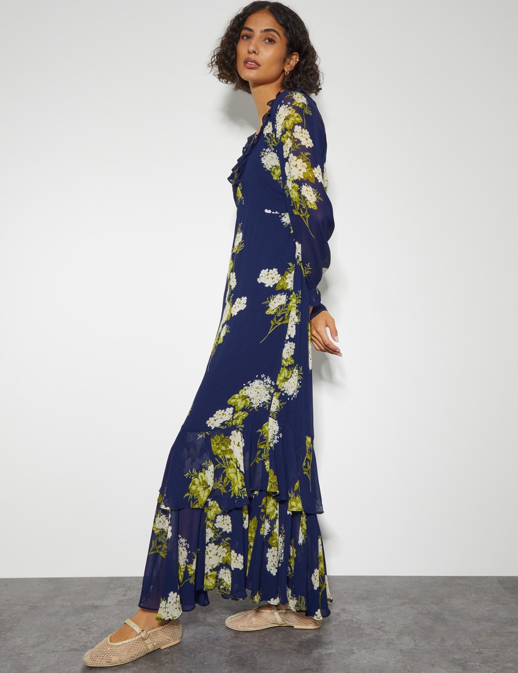 Printed V-Neck Maxi Tiered Dress 3 of 5