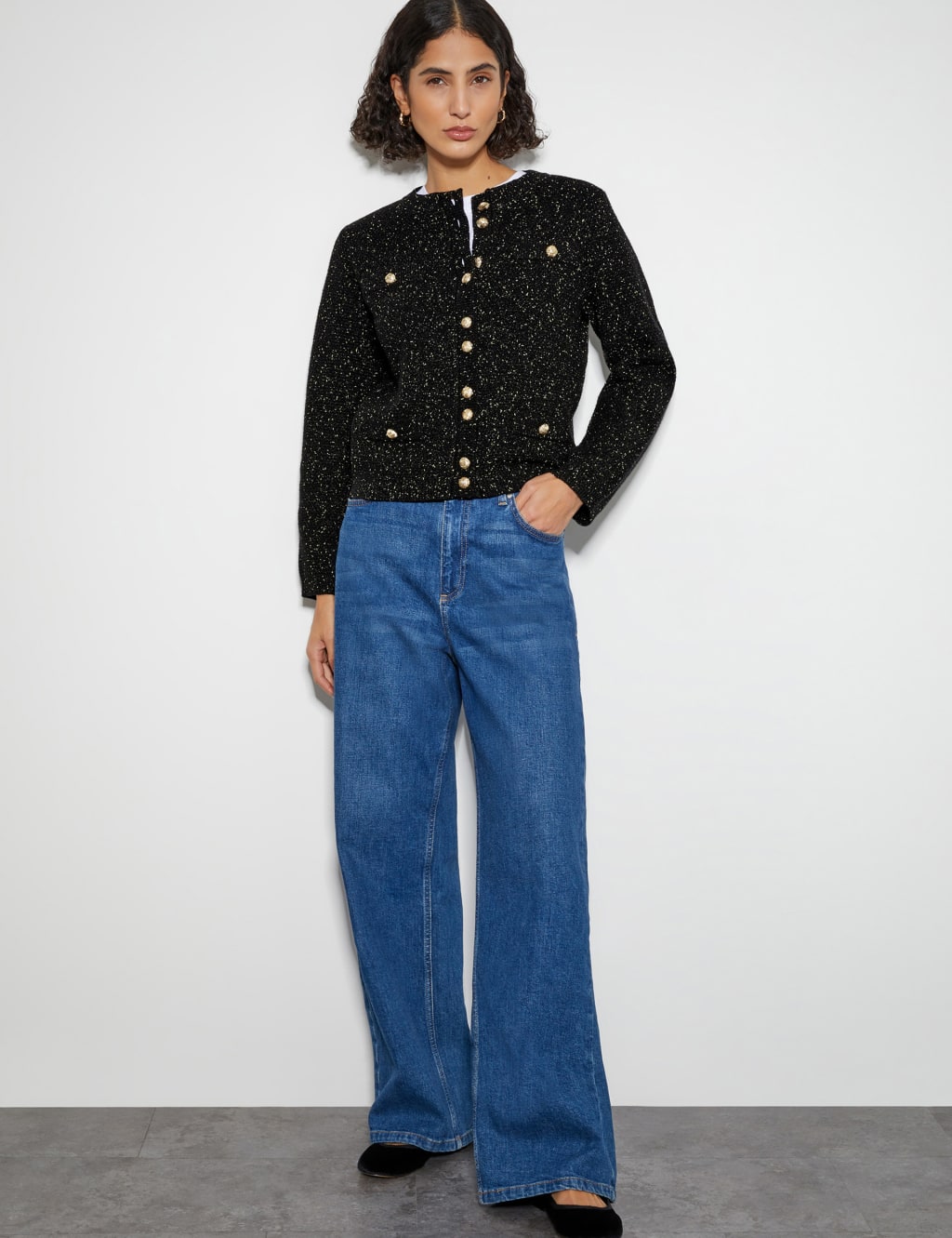 Sparkly Textured Crew Neck Cardigan 5 of 5