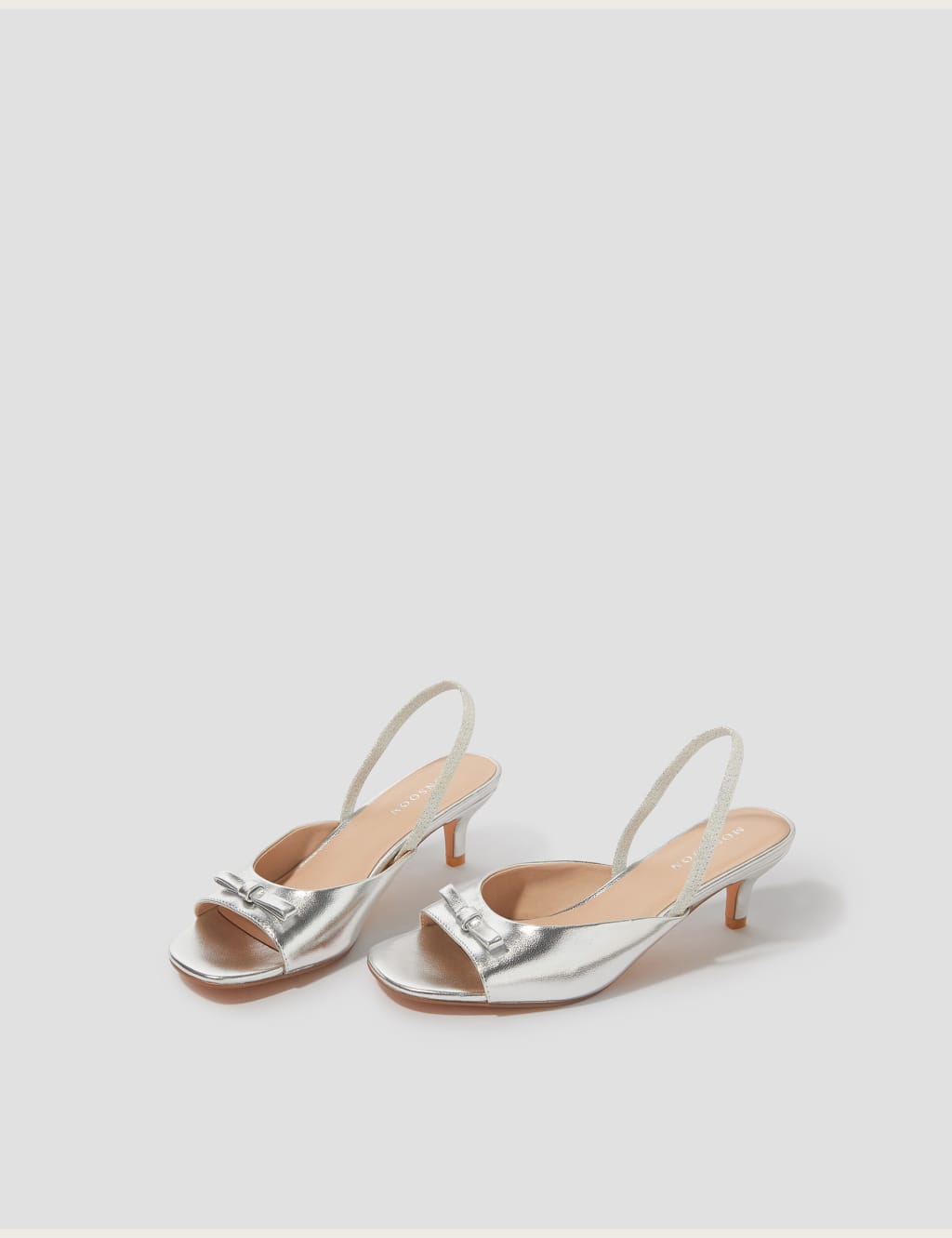 Metallic Bow Kitten Heel Slingback Shoes 4 of 4