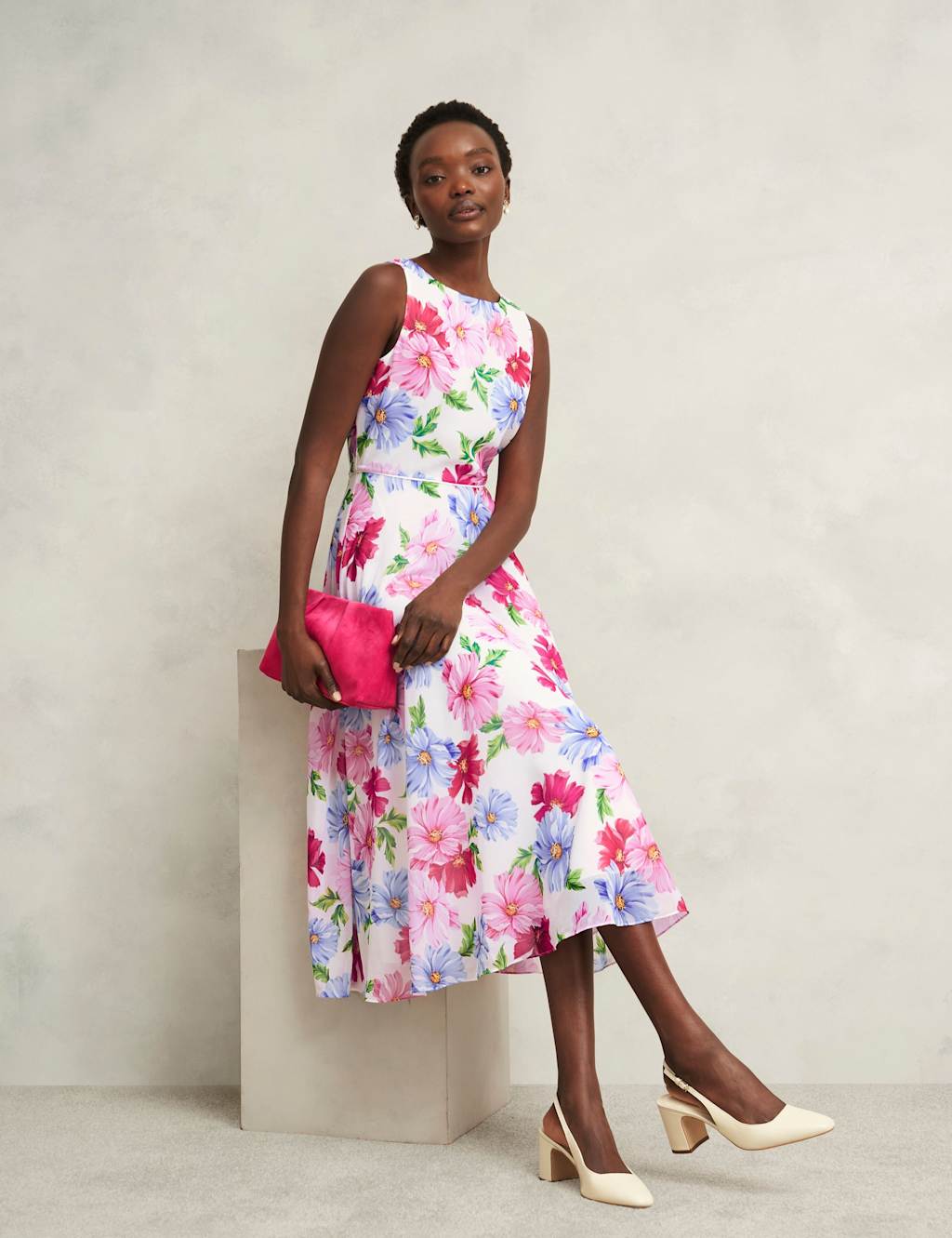 Floral Slash Neck Midi Skater Dress 5 of 8