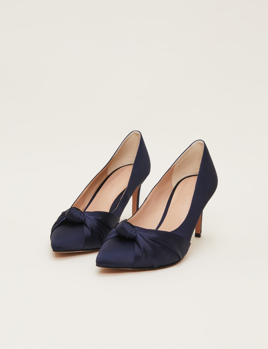 Navy satin court shoes store