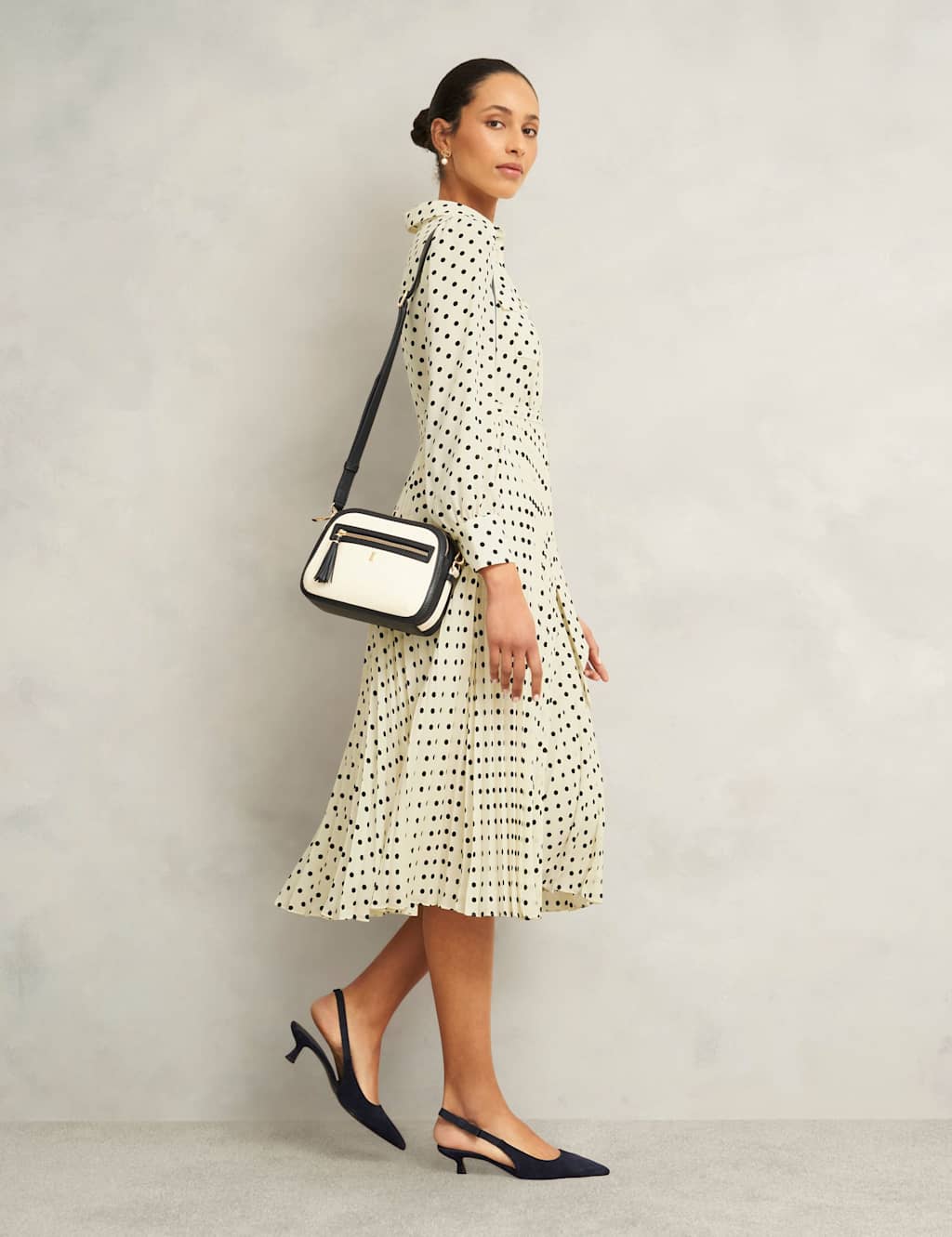 Polka Dot Collared Midi Shirt Dress 4 of 9