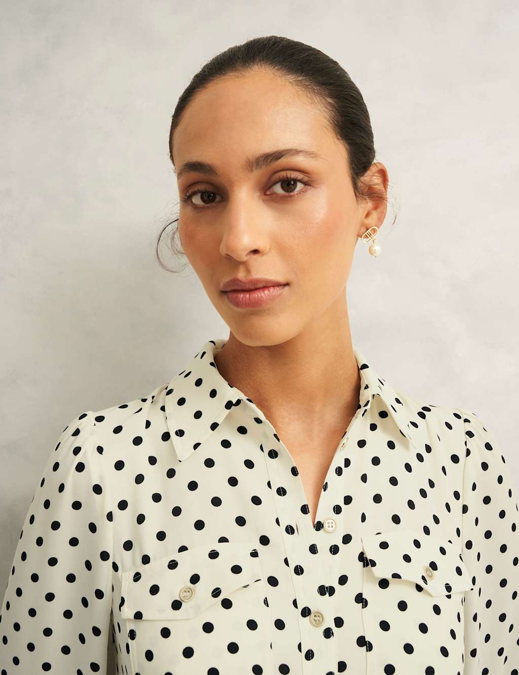 Polka Dot Collared Midi Shirt Dress 7 of 9