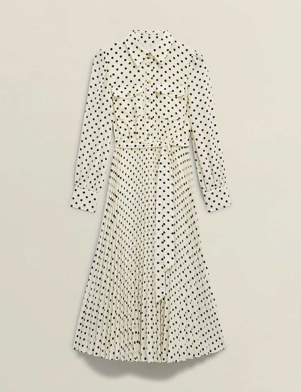 Polka Dot Collared Midi Shirt Dress 2 of 9