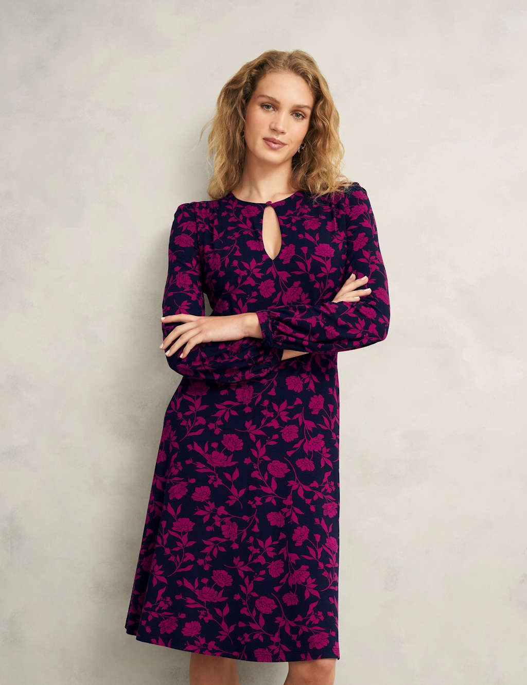 Floral Keyhole Knee Length Skater Dress 5 of 8