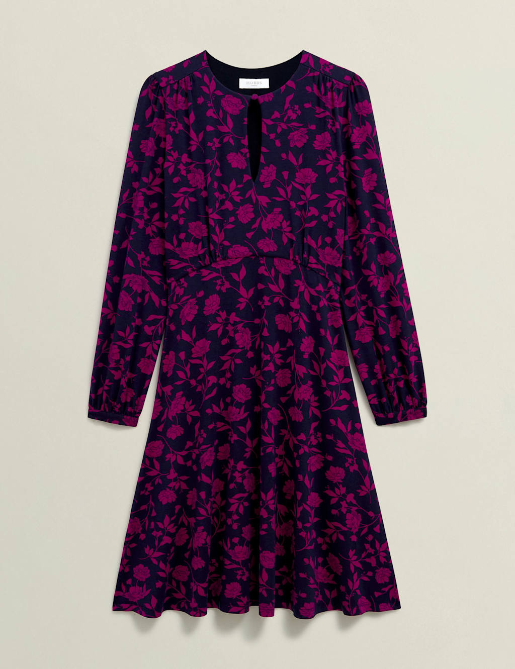 Floral Keyhole Knee Length Skater Dress 2 of 8