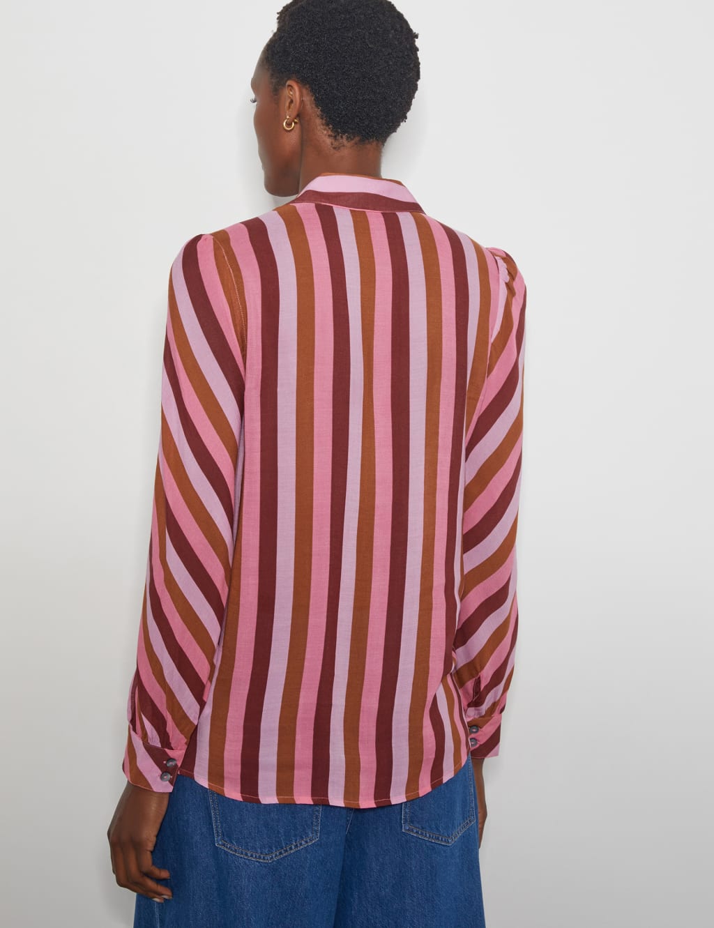 Modal Blend Striped Button Through Shirt 5 of 5