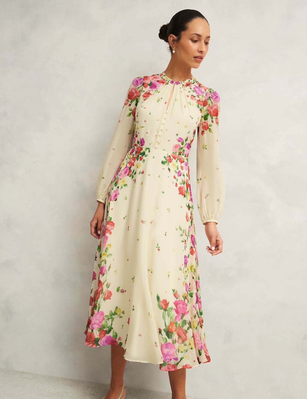 Pure Silk Floral Midaxi Skater Dress 4 of 7
