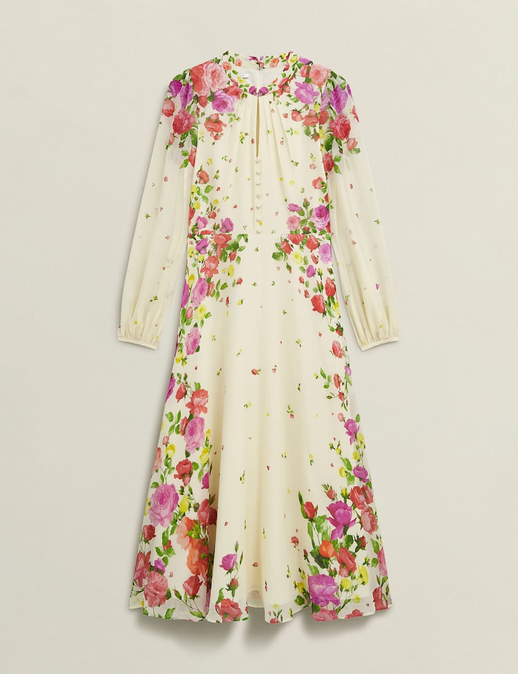 Pure Silk Floral Midaxi Skater Dress 2 of 7