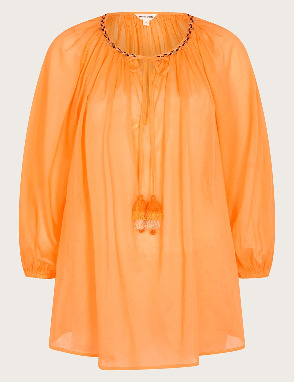 Pure Cotton Tie Neck Tassel Top 2 of 5