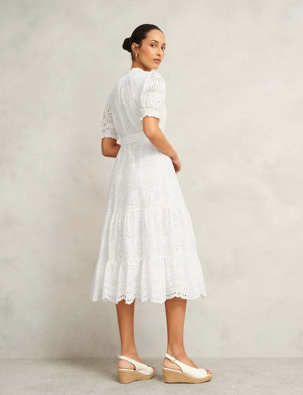 Pure Cotton Broderie Notch Neck Midi Dress 3 of 6