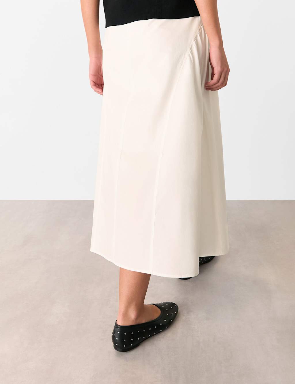 Pure Cotton Waisted Midi A-Line Skirt 4 of 4