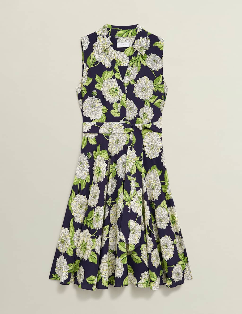 Floral Collared Knee Length Skater Dress 2 of 8