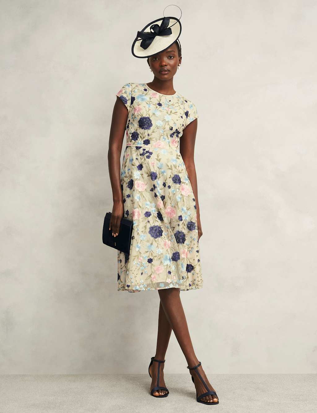 Floral Embroidered Knee Length Skater Dress 2 of 5