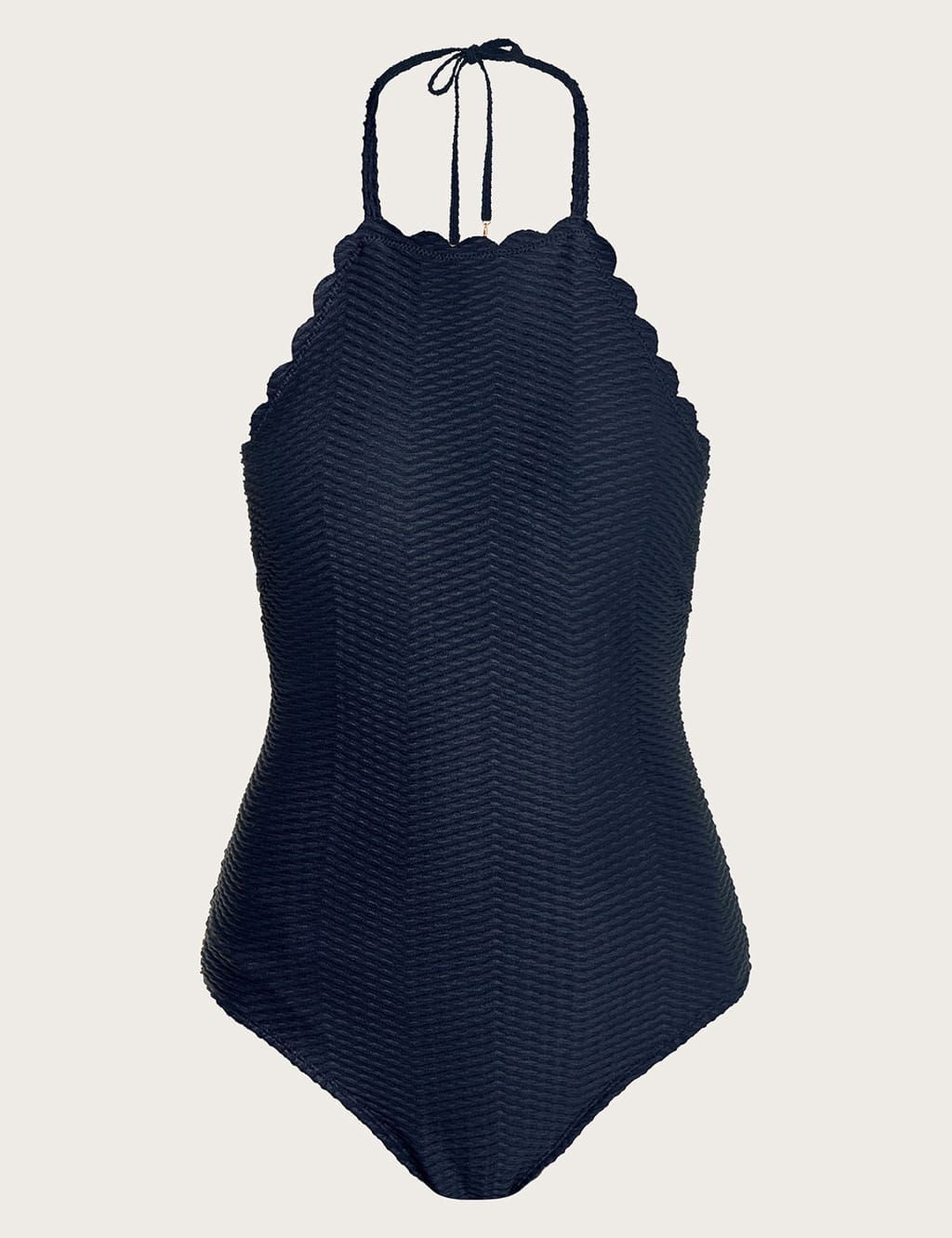 Textured Scallop Halterneck Swimsuit Monsoon M S
