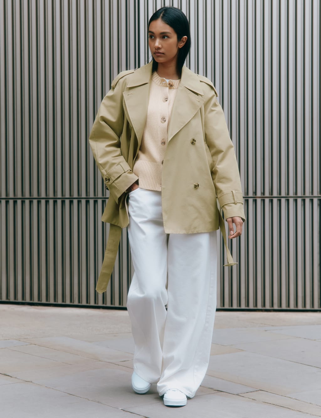 Cotton Rich Double Breasted Short Trench Coat 6 of 7